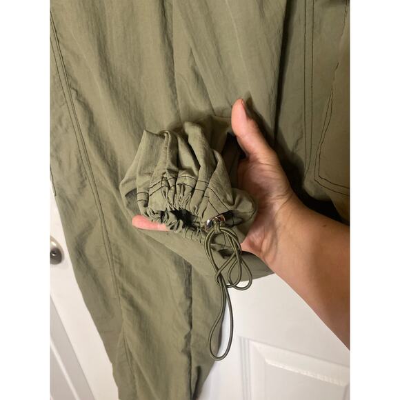 Love Tree Size Green Parachute Cargo Pants Drawstring Hem High Rise Size Medium - Picture 7 of 10